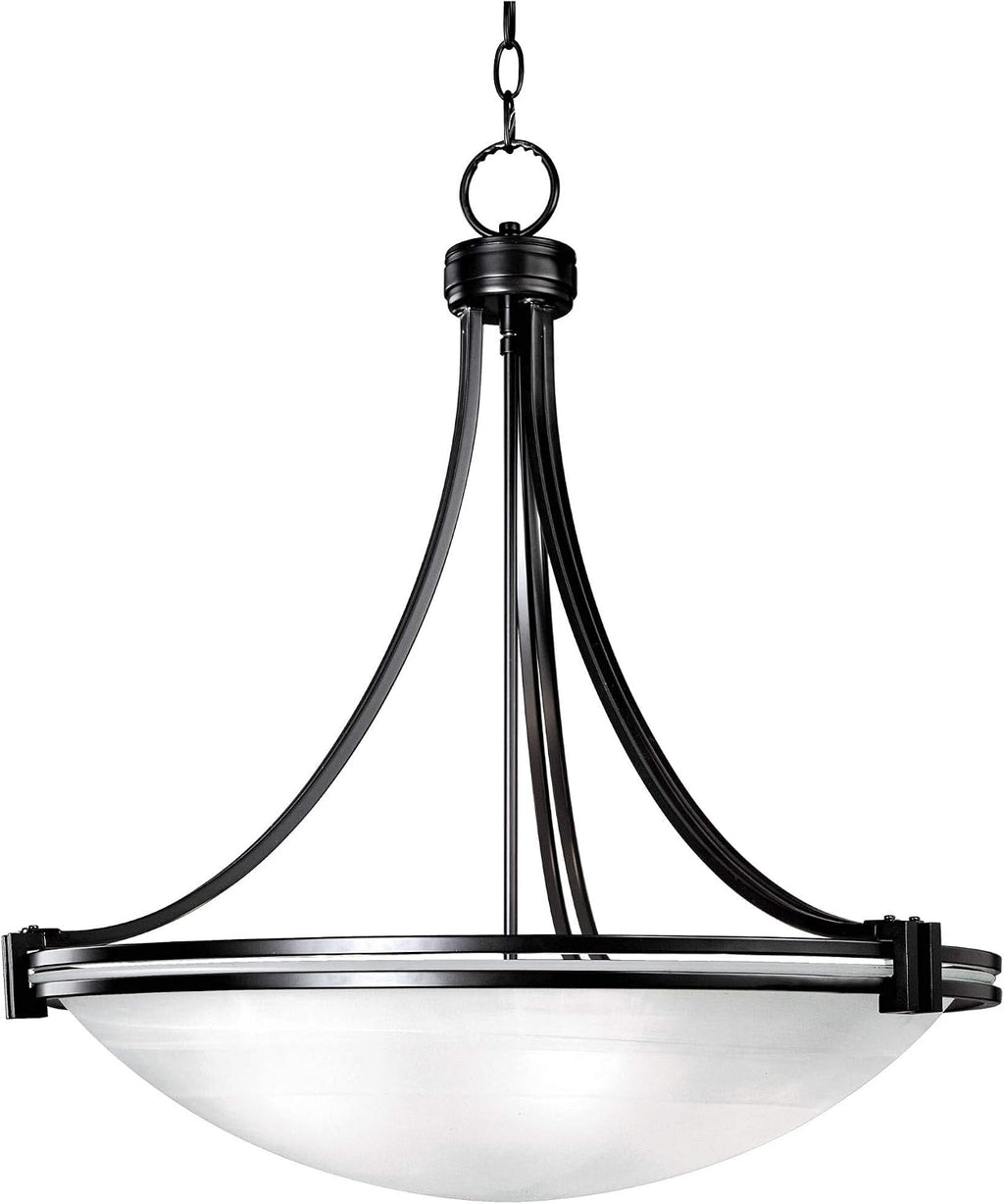 Possini Euro Design Deco Oil Rubbed Bronze Pendant Chandelier 24 1/4" Wide Modern White Marbled Bowl Glass 5-Light Fixture Dining Room House Foyer Entryway Kitchen Bedroom Living Room High Ceilings