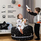SMART WALLABY Stuffed Animal Storage Bean Bag Chair | 2 Sizes in 1 | 100% Cotton Washable Kids’ Plush Toys Organizer | XL to XXL Expandable Premium Soft Toys Pouf Starry Night