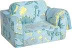 Blue Modular Toddler Sofa Chair, Couch With Side Pockets For Boys & Girls | Convertible Recliner Sofa | High-Density Foam | Night Glow Design | Side Pocket & Detachable Washable Cover | No Assembly