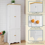Yusong 72'' Tall Kitchen Pantry Cabinet, Freestanding Storage Cabinet with Doors and Shelves, Wooden Food Pantry Farmhouse Cupboard Buffet for Kitchen Dining Living Room, White