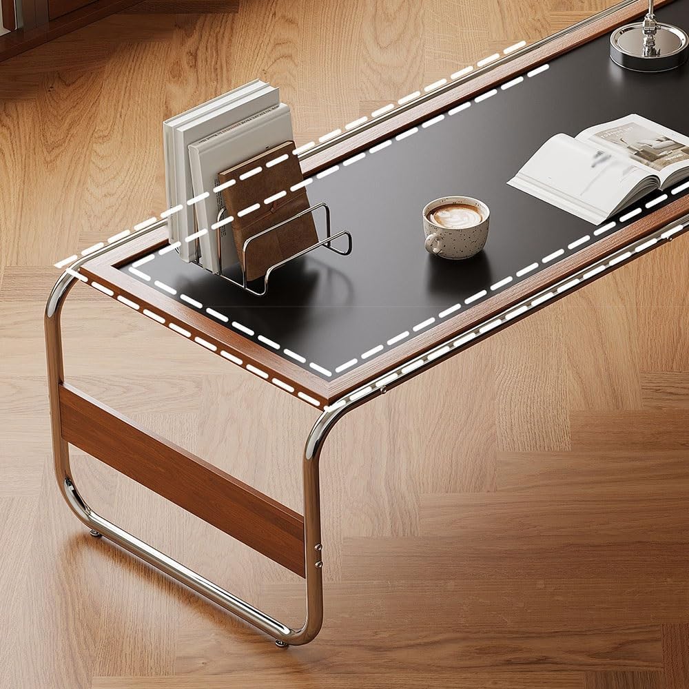Small Round Table Mid-Century Modern Wood & Metal Coffee Table Black Top Open Frame Living Room Side Table