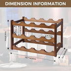 Bamboo Wine Rack 3-Tier 12 Bottle, Freestanding Countertop Wine Storage Shelf, Sturdy Natural Wine Holder Display Cabinet for Kitchen, Pantry, Dining Room & Home Bar (3 Tier)