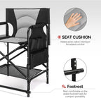 OmySalon Directors Camping Chair with Side Table Storage Bag, Foldable Camping Chair for Aritist & Client (22in)