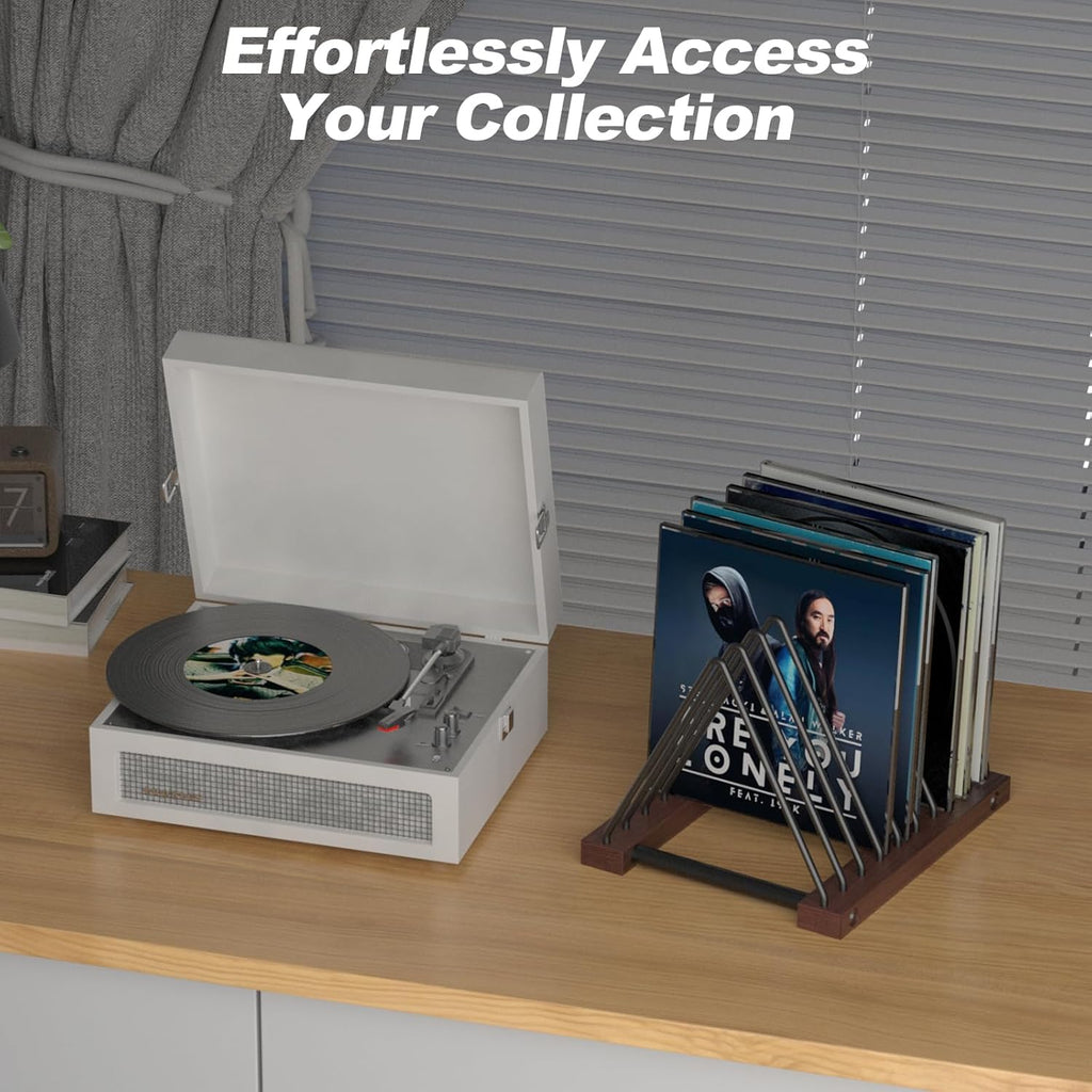 Pashion Vinyl Record Storage Rack,Detachable Desktop Stand for Album Collections,Durable Display Rack Organizer for Desktop, Living Room, Office