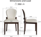 LIKIMIO Dining Chairs Set of 2, Leather Dining Chairs with Solid Wood Frame, Modern Dining Room Chairs with 350lbs Capacity and 19.6" Wide Seat, Upholstered Kitchen Chairs for Adults, Beige