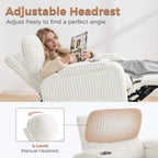 Power Swivel Rocker Recliner,Oversized Glider Recliner Nursery with Adjustable Headrest,Rocking Chair Nursery Recliner with Removable Cushion and Arm Storage for Living Room,Infinite Position,White