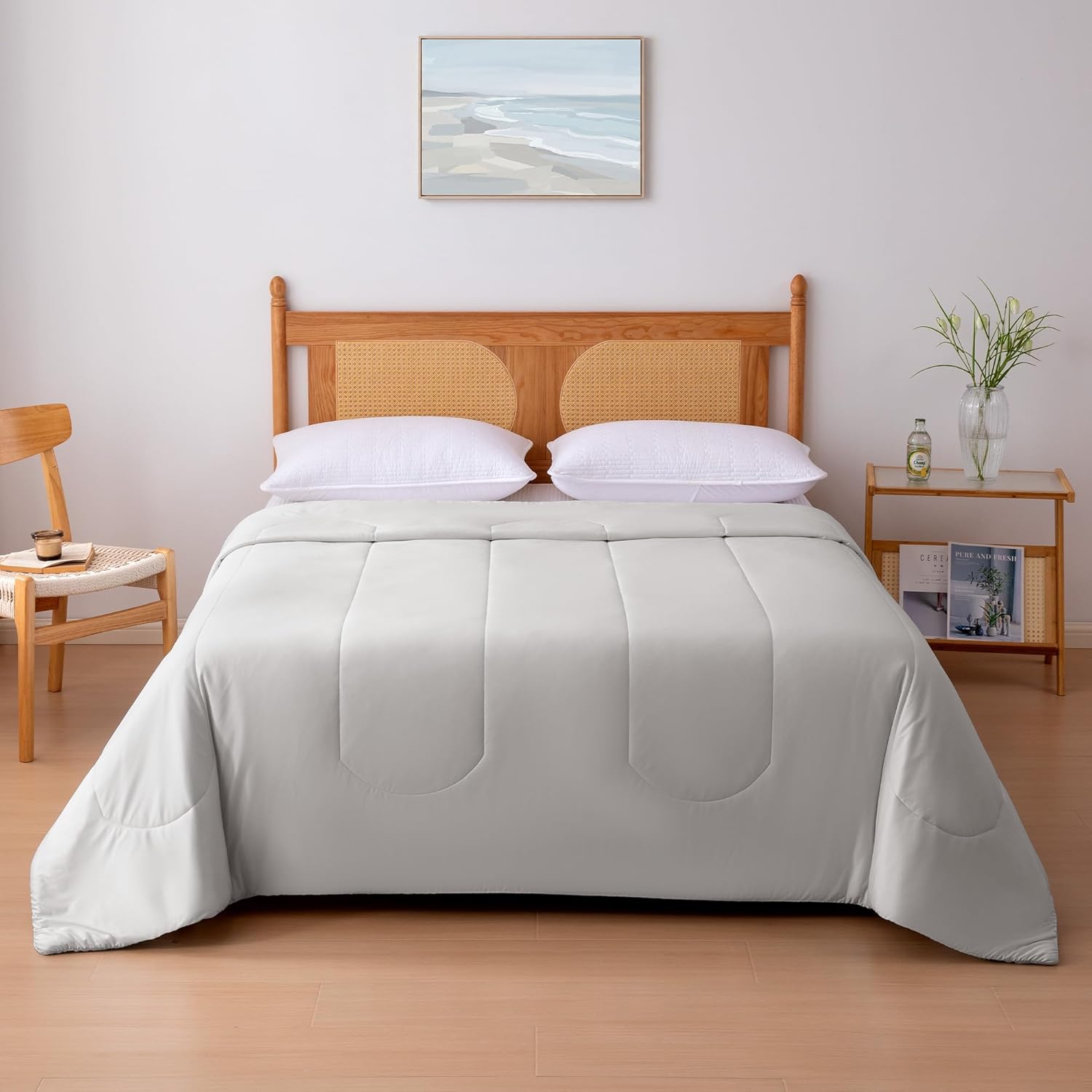 Amazon Basics Cooling Comforter, Temperature Regulating Blanket for Hot Sleepers, Summer & All Season Bedding, Lightweight, 106"x90", King, Gray