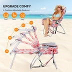 VINGLI Tall Beach Chair 2 Pack Lightweight, Backpack Beach Chair for Adults with 5-Position, Cooler Bag, Cup Holders, Towel Bar, Lightweight Folding Beach Camping Chairs