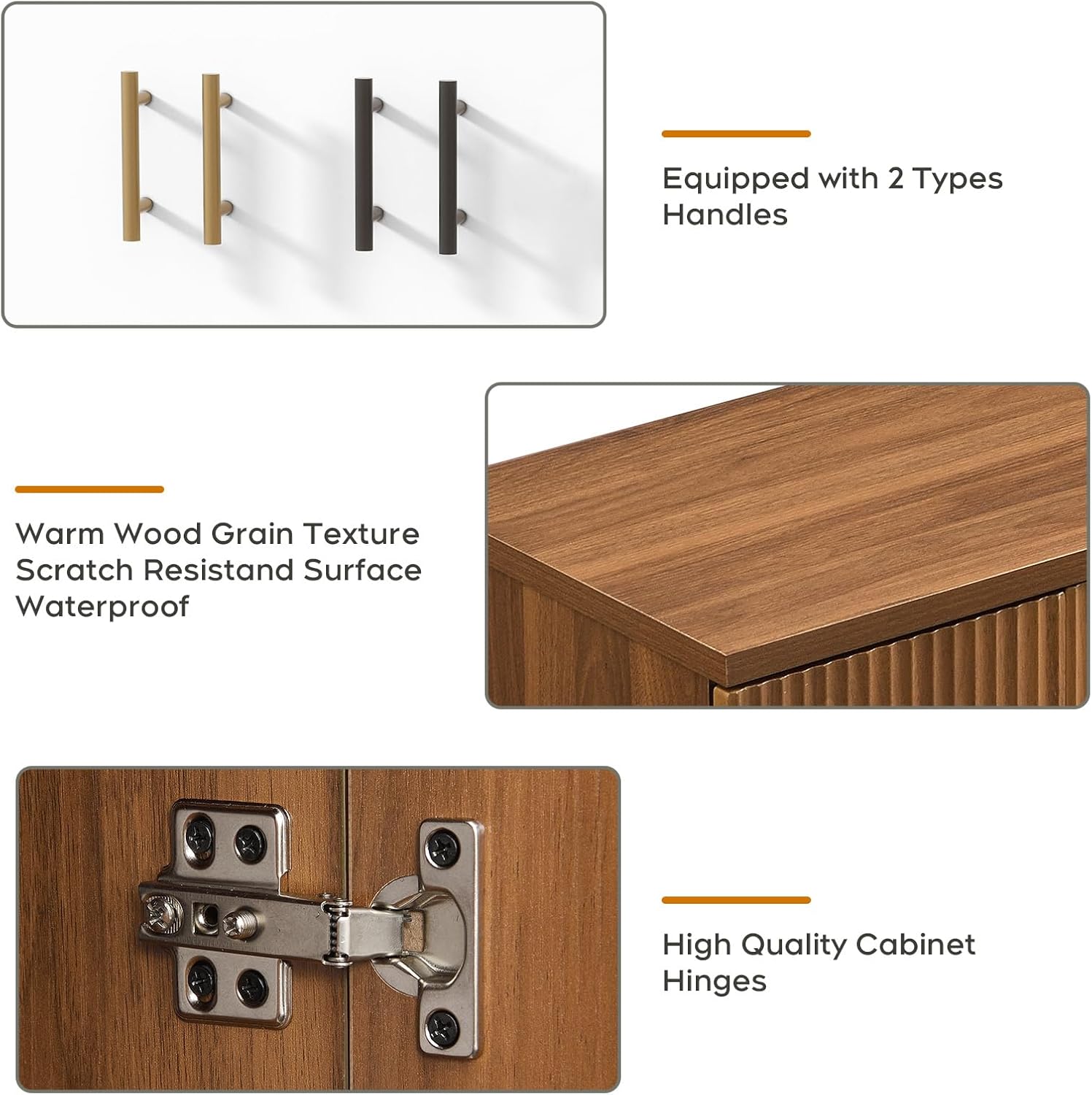 Yechen 94.6" Walnut Fluted Sideboard Buffet Cabinet with Storage and 8 Doors, Mordern Credenza Storage Cabinet with Adjustable Shelves, Media Console Table, for Living Room Dinning Kitchen(2 PCS)