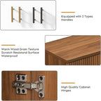 Yechen 94.6" Walnut Fluted Sideboard Buffet Cabinet with Storage and 8 Doors, Mordern Credenza Storage Cabinet with Adjustable Shelves, Media Console Table, for Living Room Dinning Kitchen(2 PCS)