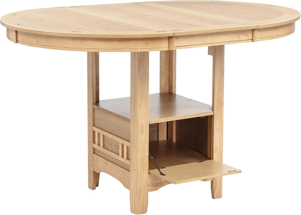 Coaster Home Furnishings - LAVON - 5-Piece Counter Height Dining Set - Oval Extendable Table with Storage & 4 Upholstered Chairs - Dining Room & Kitchen - Light Oak - 106628-S5