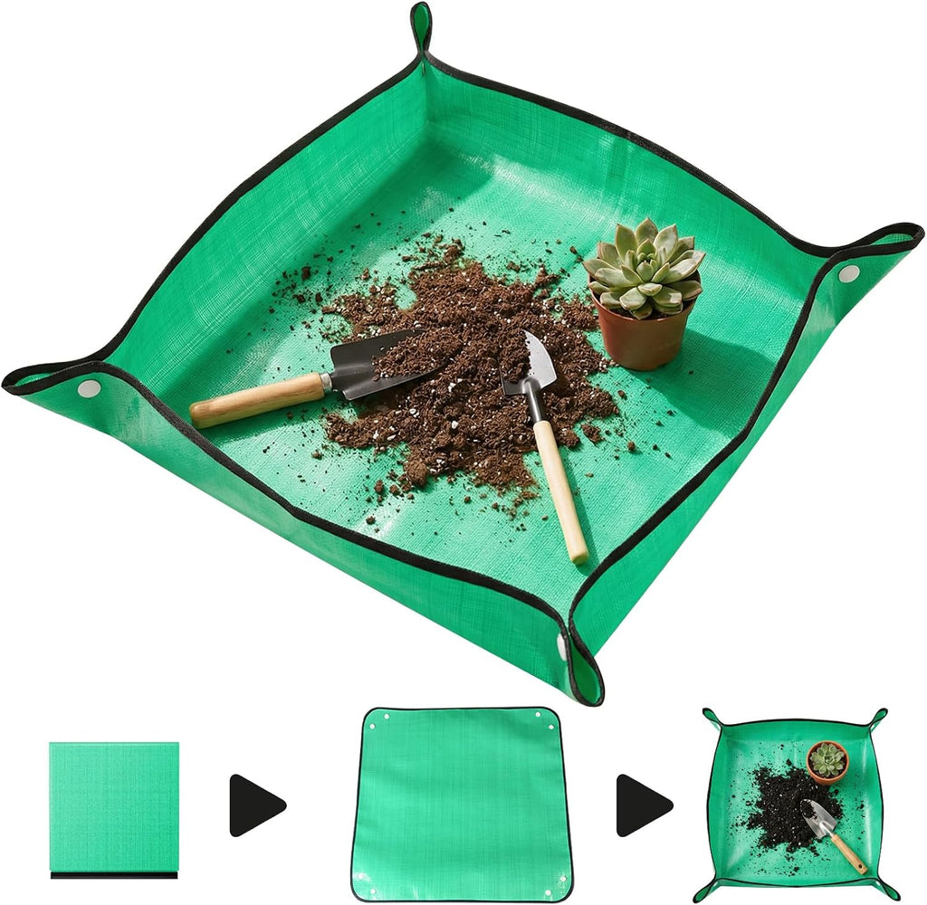 Repotting Mat for Indoor Plant Transplanting, Waterproof Potting Mat for Succulents, Square Planting Tray for Soil Change, Mess Control Gardening Mat, 26” x 26”