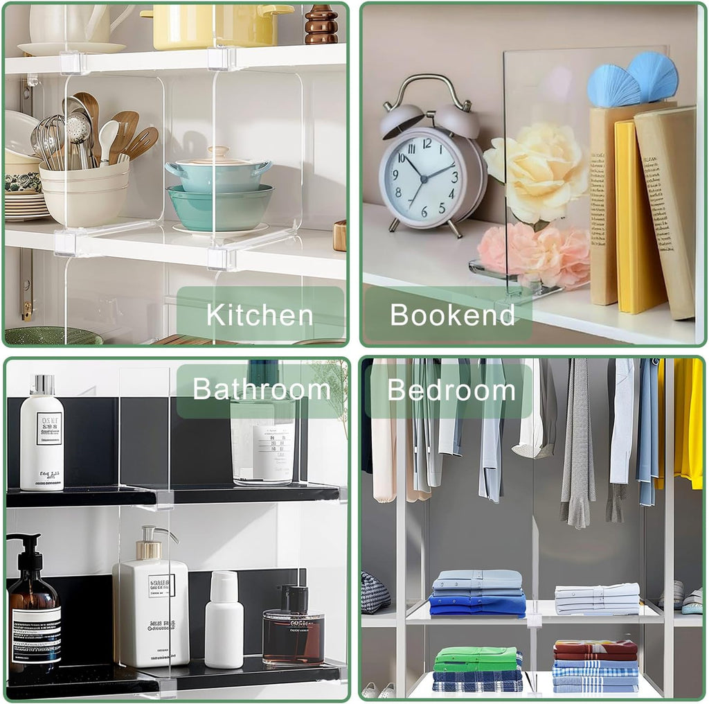 12Pcs Shelf Dividers for Closet Organization, Closet Purse Organizer Acrylic Shelf Dividers Purse Closet Organizer Closet Dividers for Bedroom, Kitchen, Bathroom, for Clothes Books Sweaters (12Pack)