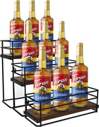 9 Bottle Coffee Syrup Rack Organizer 3 Tier Syrup Holder Stand for Coffee Bar Syrup Storage Shelves for Bar Family Storage Small Wine Rack for Syrup Wine Dressing