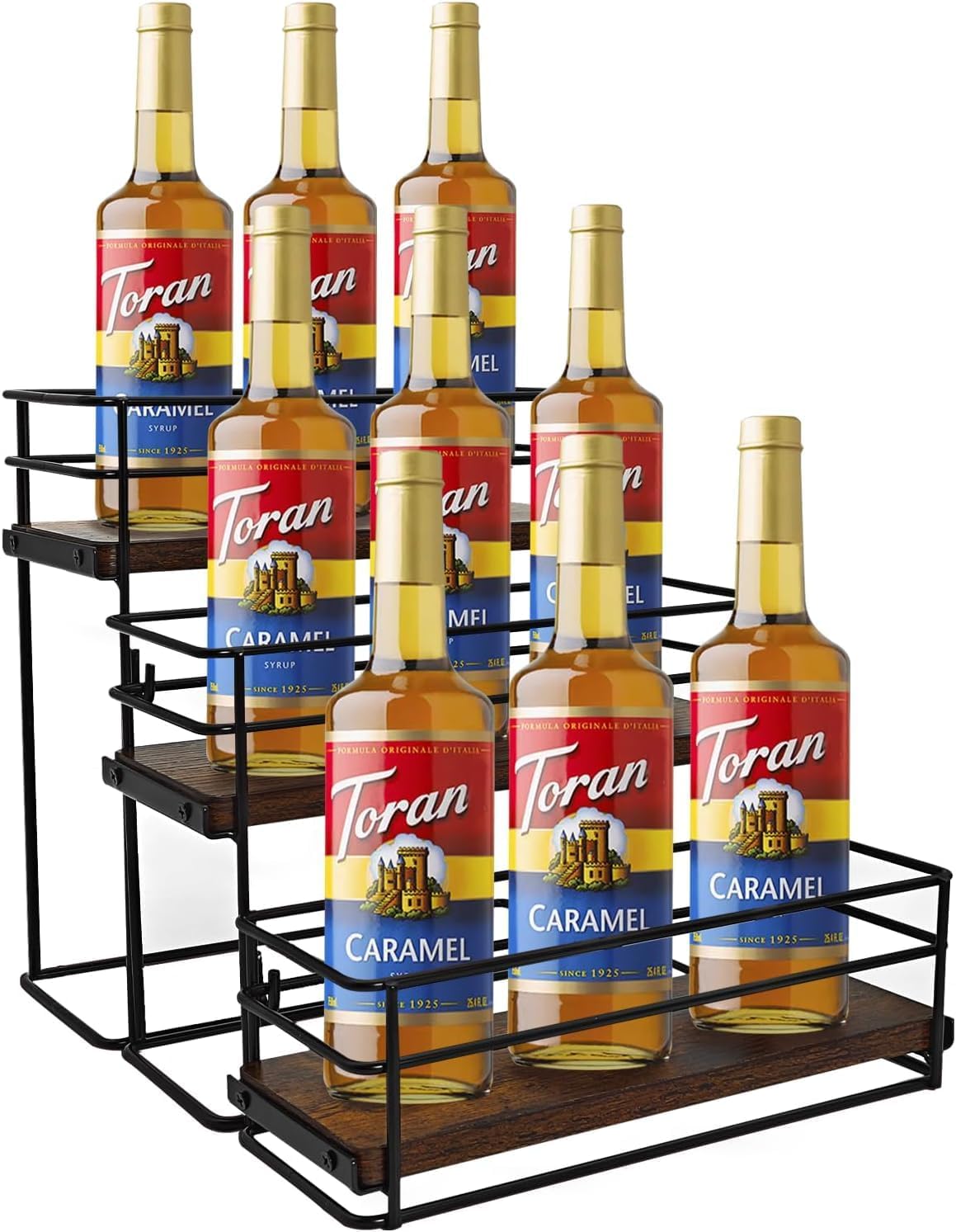 9 Bottle Coffee Syrup Rack Organizer 3 Tier Syrup Holder Stand for Coffee Bar Syrup Storage Shelves for Bar Family Storage Small Wine Rack for Syrup Wine Dressing
