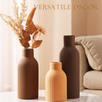 Joeabor Ceramic Vase Set of 3 - Handcrafted Ceramic Vases for Home Decor & Shelf - Modern Farmhouse Decor for Kitchen, Office, Bedroom & Living Room Decorative Objects for Mantel, Table Centerpieces