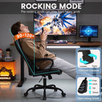 FDW Gaming Chair, Ergonomic Office Chair with Lumbar Support, Height Adjustable Swivel Computer Seat, Breathable Mesh High Back Racing Design for Adults, Ideal for Home Office, Work and Study，Black