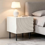 Nightstand Set of 2, Unique Design Side Table Set, Small Bedside Accent Table with Storage and 4 Metal Legs for Bedroom,Living Room and Small Spaces