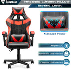 Soontrans Red Gaming Chair,Ergonomic Gamer Chair,Racing Game Chair,PC Computer Chair with High-Back,Adjustable Headrest and Lumbar Support
