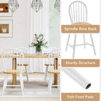 chairus White Windsor Dining Chairs Set of 2, Farmhouse Wooden Dining Room Chairs with Spindle Bow Back, Modern Cottage Oak Side Kitchen Chairs
