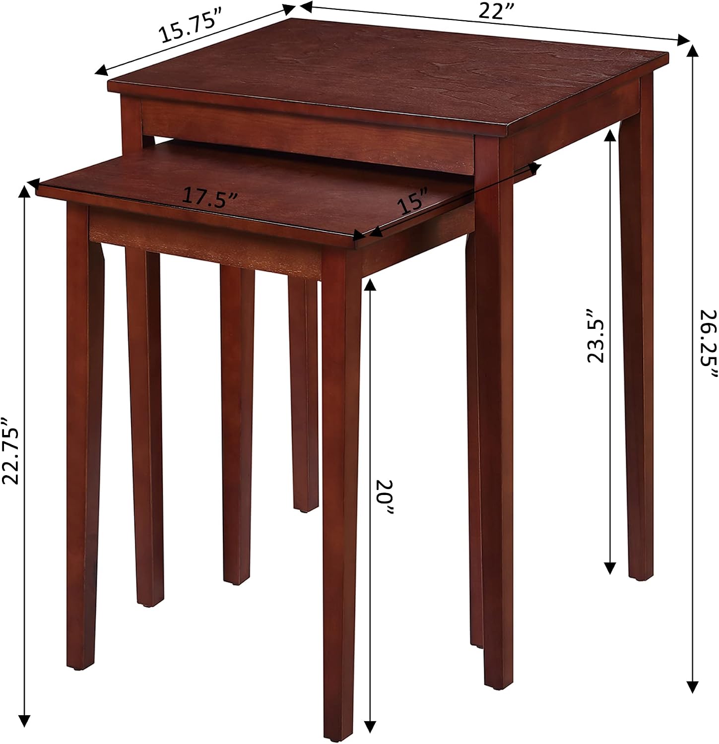 Convenience Concepts American Heritage Nesting End Tables, Mahogany