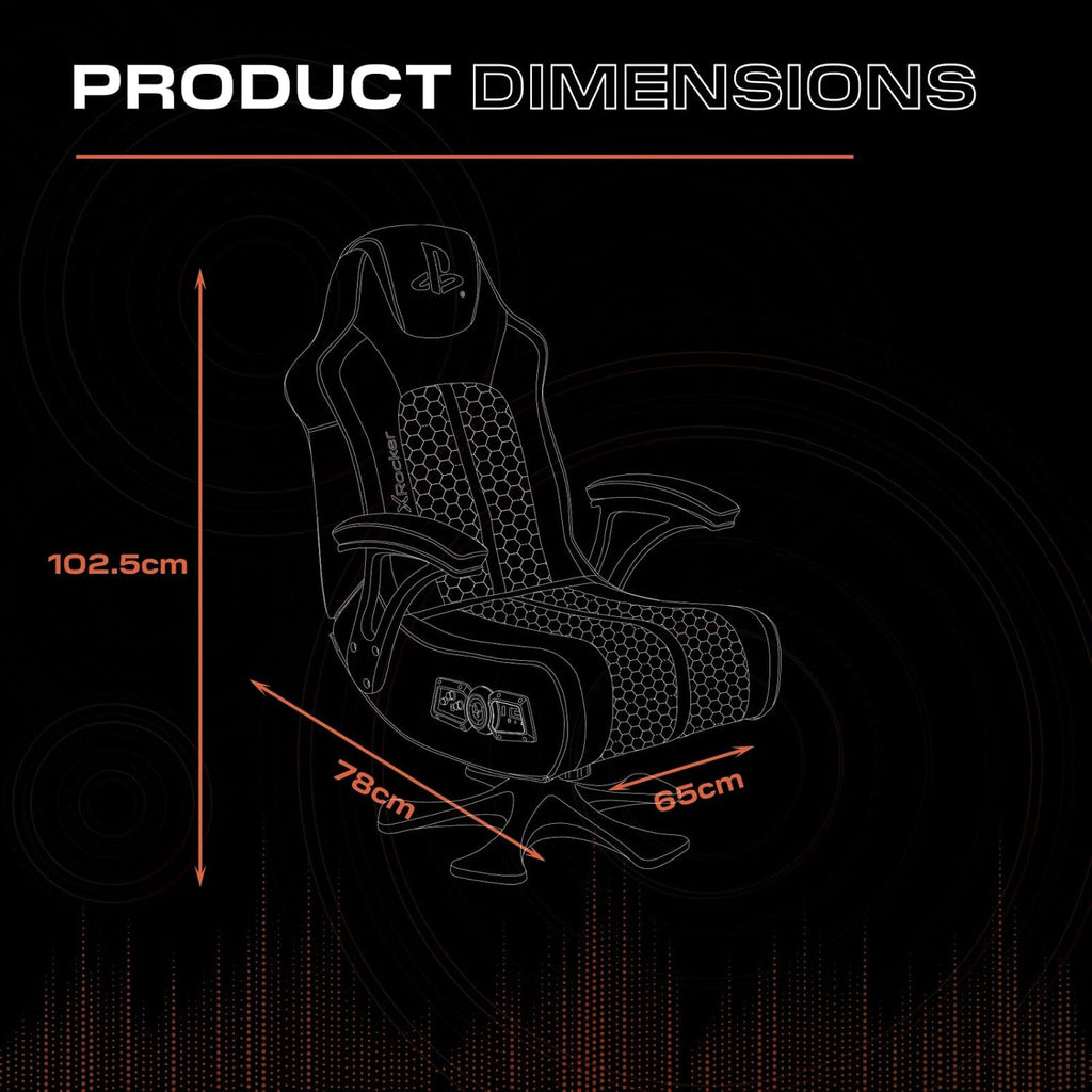 X ROCKER Playstation Legend 2.1 Gaming Chair with Speaker, Wireless Bluetooth Audio Console Gaming Chair, Voice Activated Vibration, Official Playstation for PS5 PS4 PC Mobile - WHITE BLUE BLACK
