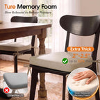 Memory Foam Chair Cushions for Dining Chairs, 2.5" Thick Seat Cushions for Kitchen Chairs, D-Shaped Chair Pads with Washable Cover, Ties and Non Slip Backing, 17'' x 16'', Set of 4, Beige