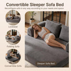 78" Convertible Sofa Bed, Corduroy Futon Couch with Storage Pocket, Boneless Pull Out Sleeper Sofa, Foldable Couch for Living Room Bedroom, No Assembly Space Saver, Gray