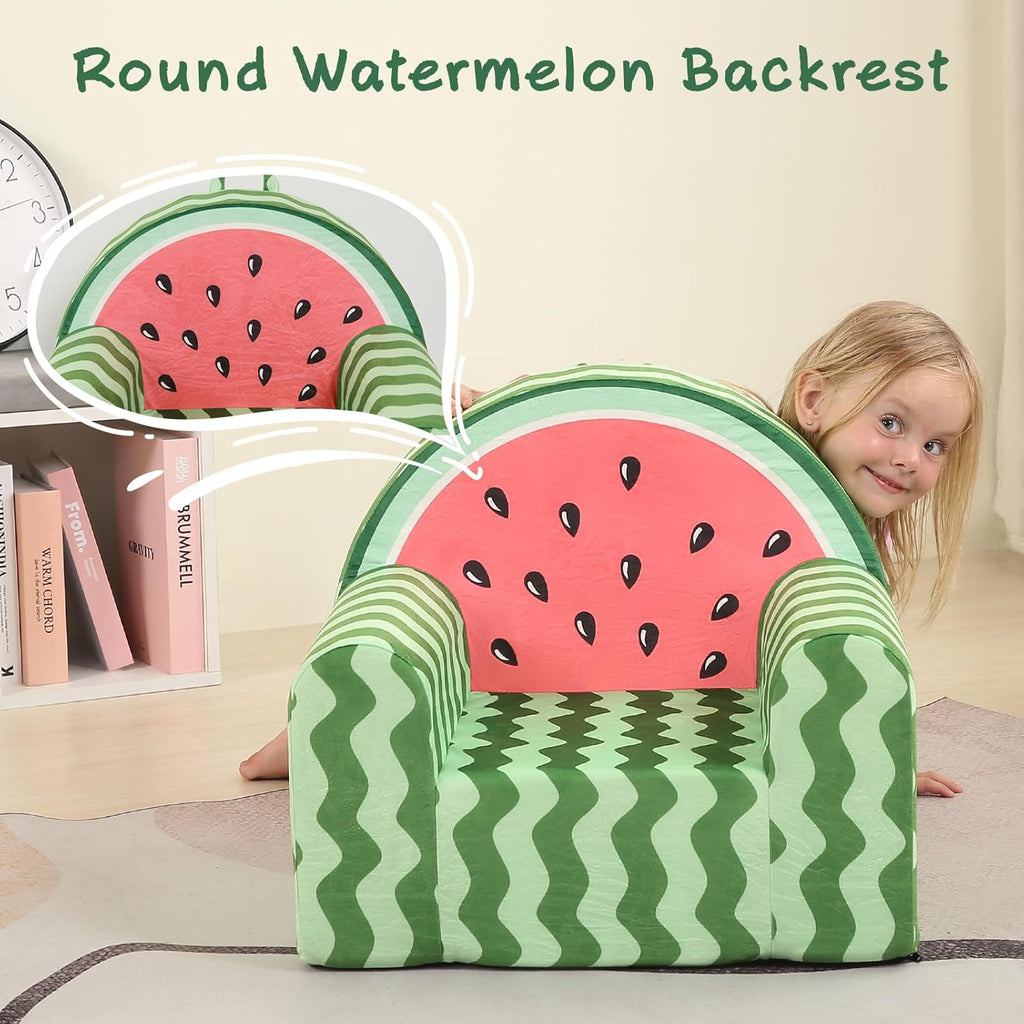MOMCAYWEX Comfy Cute Toddler Chair, Soft Kids Couch with High Density Foam, Toddler Reading Chair, Green
