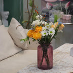 OFFIDIX Glass Vase,7.3 * 4.3in Vertical Line Geometric Faceted Design Flower Vase