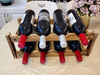 8-Bottle Wood Wine Rack - 2-Tier Countertop Wine Bottle Holder for Kitchen, Bar, Pantry, Dining Room | Small Freestanding Stackable Liquor Storage Organizer, Carbonized Pine