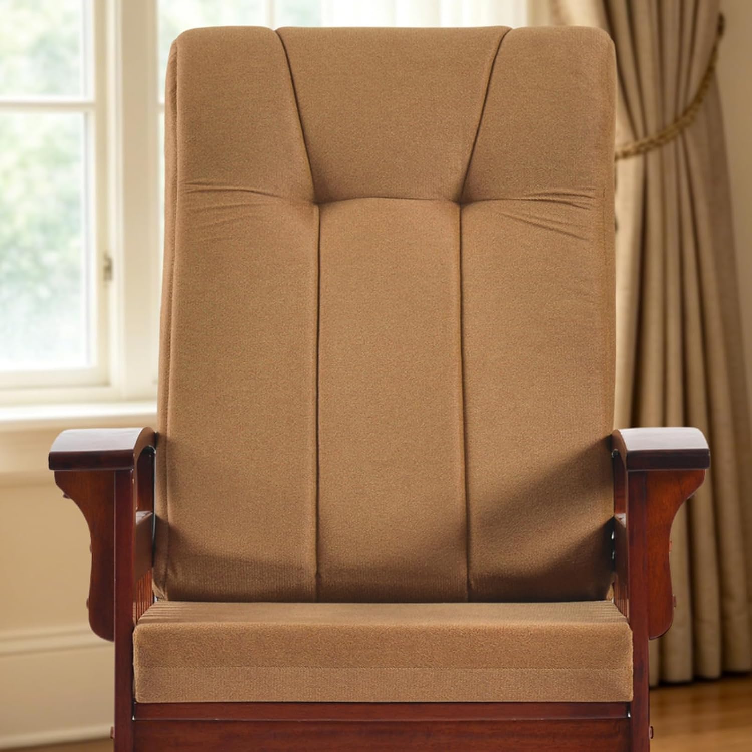 Glider Rocking Chair for the Nursery with Ottoman, 3A Solid Rubberwood Frame, Smooth-Gliding Rocking Chair, Easy to Assemble, for Nursery, Living Room, Bedroom, Classroom (Dark Coffee)