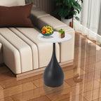 Modern Round Side Table,Small Drink Table,Accent End Table for Small Space Living Room,Bedroom,White,Black