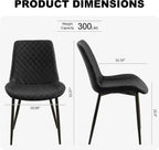 PU Leather Dining Chairs Set of 2, Modern Armless Dining Room Chairs, Comfy Upholstered Kitchen Chairs with Backrest, Black Metal Legs for Living Room, Dinning Room, Black