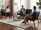 JIASTING Mid Century 1 Loveseat Sofa and 2 Accent Chairs Set Modern Wood Arm Couch and Chair Living Room Furniture Sets (8428 Black Set)