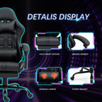 ECOTOUGE Massage Gaming Chair, Video Game Chair with Footrest, Ergonomic Computer Chair with Headrest and Massage Lumbar Support, Height Adjustable High Back Office Desk Chair with 360° Swivel, Black