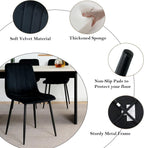 Dining Chairs Set of 4, Modern Kitchen Dining Room Chairs, Ergonomic Velvet Dining Chairs Upholstered Cushion Seat and Sturdy Metal Legs (Black)