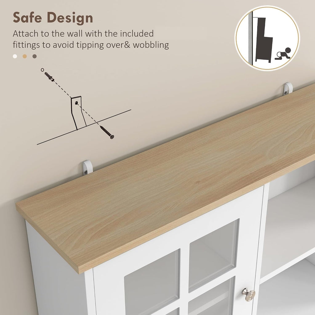 Modern Kitchen Pantry Cabinet, Freestanding Storage Cabinet with Hutch, for Dining Room,for Kitchen Home