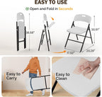 VINGLI Folding Chairs, Plastic Foldable Chair, Capacity up to 350 lbs, Portable Seating for Indoor Outdoor Events Parties Camping Work School Commercail (12, White)