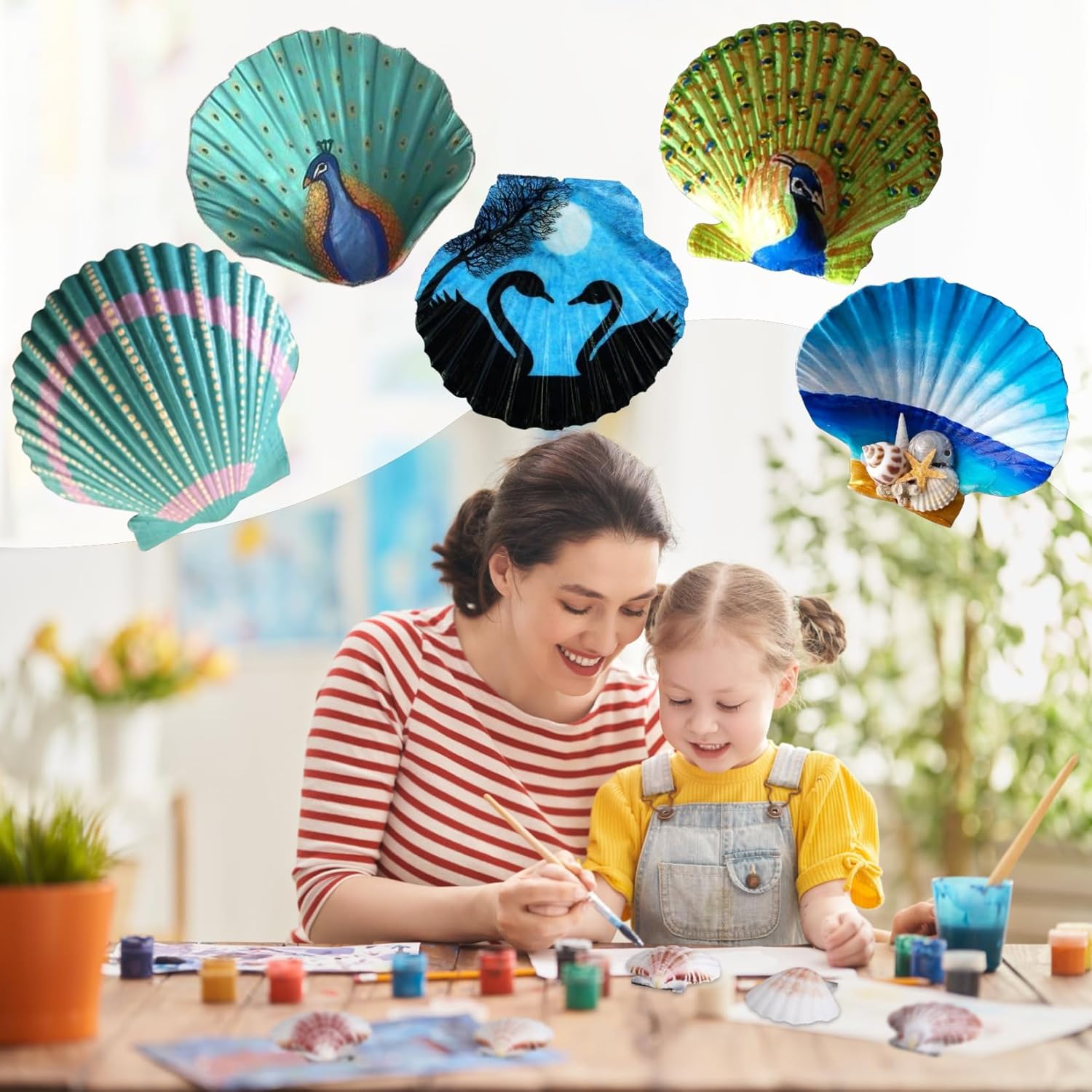 PPCLION 45 PCS Small Scallop Shell for DIY Crafts Decor Small Seashells for Home Decorations, Beach Themed Party, Fishtank, Vase Fillers