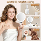 30X Travel Magnifying Mirror with Light, Height Adjustable Vanity Mirror with Phone Holder Stand, Portable Compact Handheld Makeup Mirror with Smart Display for Travel, Bedroom & Daily Makeup Use