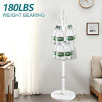 OIRUMIE Coat Rack,360°Rotary Coat Rack Stand,Coat Tree Stand for Entryway | Metal Coat Rack Freestanding with Natural Marble Base & 14 Hooks,White Modern Coat Stand, Clothes Hall Tree Stand for Hallway