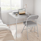 CuisinSmart Folding Card Table and Chair Set of 5, Portable Square Card Table with 4 Padded Chairs, Foldable Chairs and Tables for Home, Indoor and Outdoor, Space-Saving, No Assembly Required, Grey
