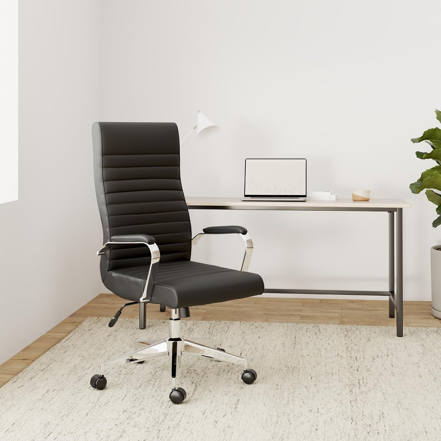 STAPLES Bentura Ergonomic Manager & Executive Office Chair, High Back Swivel, Adjustable Height, Bonded Leather, Black