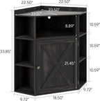 Halitaa Corner Storage Cabinet, Farmhouse Corner Bookshelf with Storage 6-Cubby Wooden Cabinet with USB Ports and Outlets Industrial Organizer for Small Space, Study, Playroom, Living Room