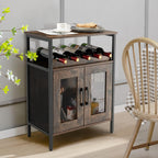 TANGZON Wine Bar Cabinet, Drinks Storage Sideboard with Glass Holder and Removable Bottle Shelf, Freestanding Organizer Cupboard Unit for Home Kitchen