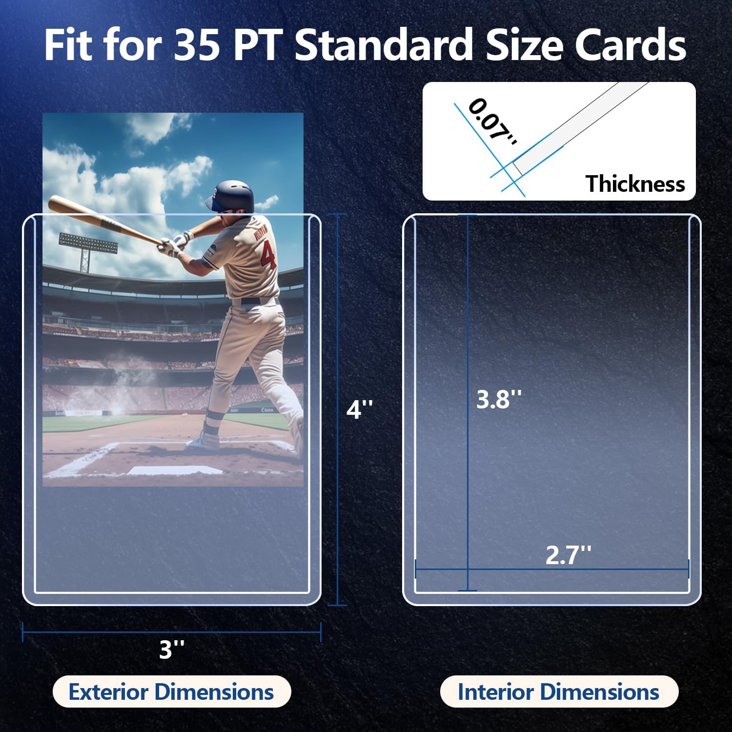 100 Penny Sleeves and 100 Top Loads, EDUDIIU 35PT Card Sleeves Hard Plastic, 3" x 4" Hard Card Protectors, Rigid Toploads for Yugioh, Baseball, Sports Cards