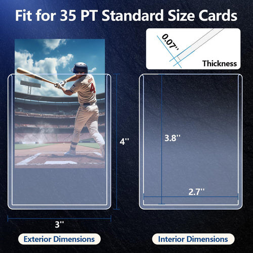 100 Penny Sleeves and 100 Top Loads, EDUDIIU 35PT Card Sleeves Hard Plastic, 3" x 4" Hard Card Protectors, Rigid Toploads for Yugioh, Baseball, Sports Cards