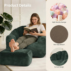 FanYi Cloud Chair Bean Bag Chair with Ottoman for Adults, Oversized Flannelette Shell Chair, High Density Memory Foam Chairs for Adults, Washable Cover Comfy Sofa for Living Room Bedroom,Green