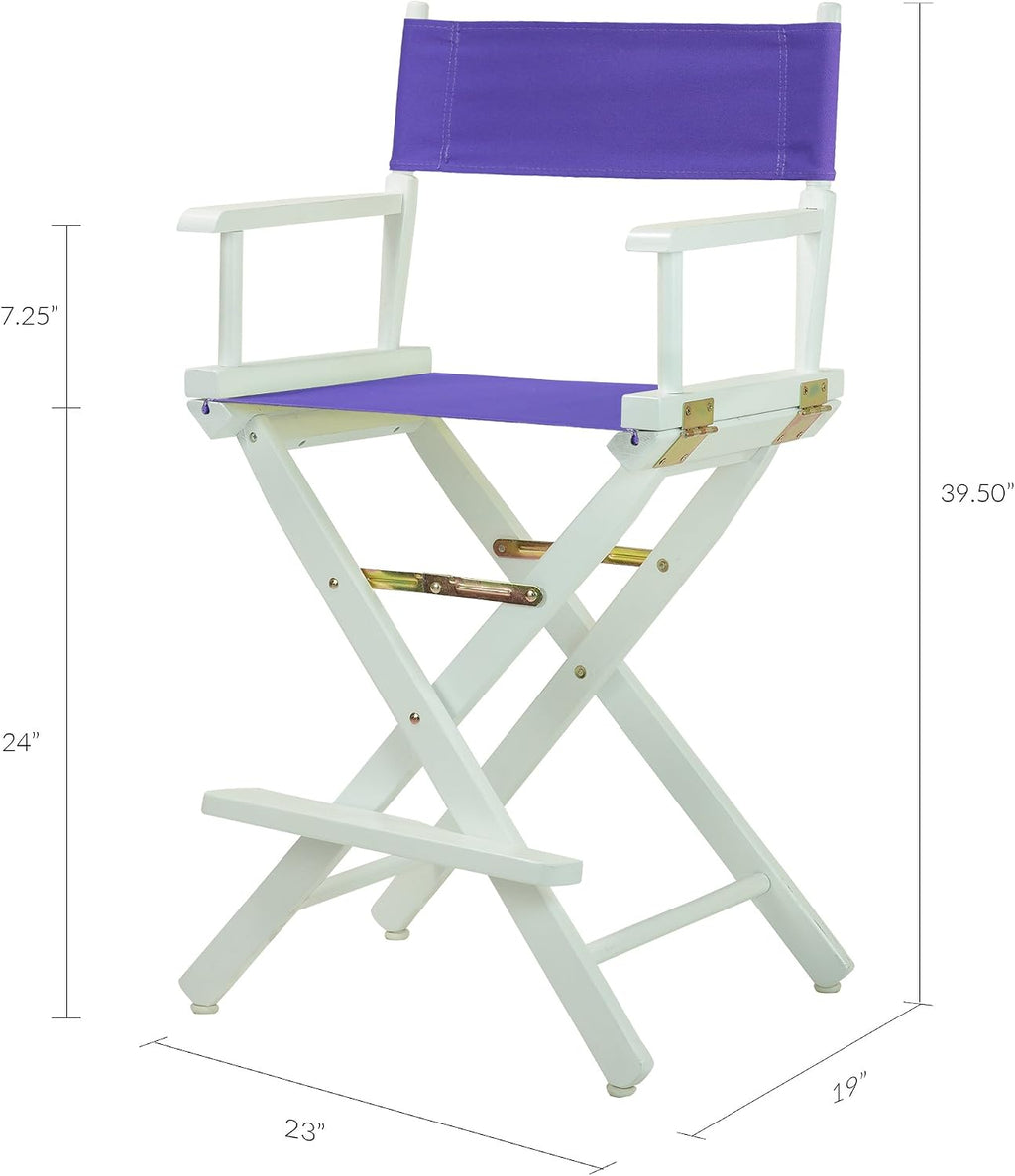 Casual Home 220-01/021-41 Temporary Seating Director Chair 24" - Counter Height WhiteFrame/Purple Canvas